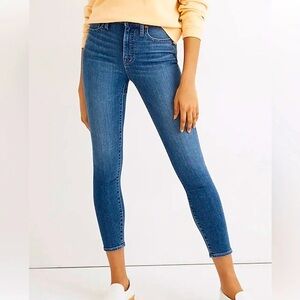 Madewell high rise curvy skinny ankle straight button fly blue street party 25